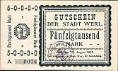 Werl, 10.8.1923, Notgeld, 50.000 Mark, Nr. A 0076